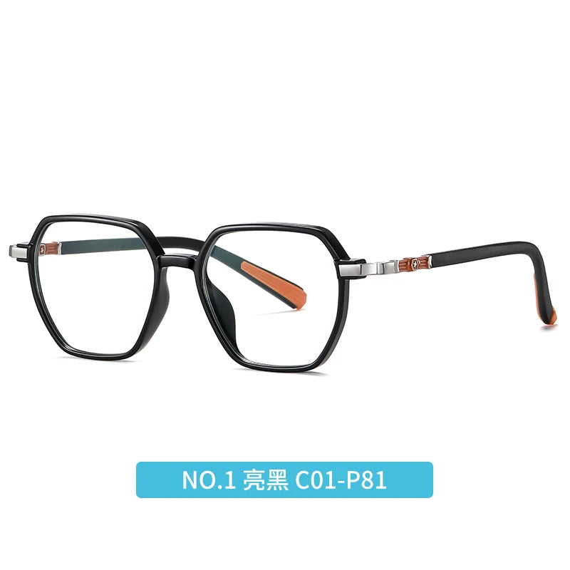 Vicky Youth Unisex Full Rim Polygonal Tr 90 Titanium Eyeglasses 5127.