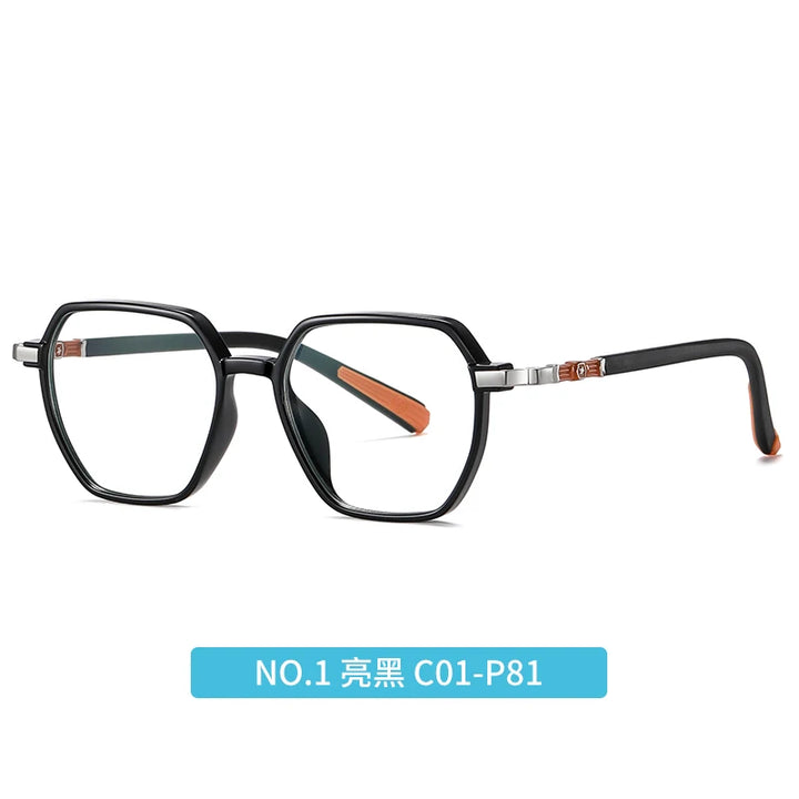 Vicky Youth Unisex Full Rim Polygonal Tr 90 Titanium Eyeglasses 5127.