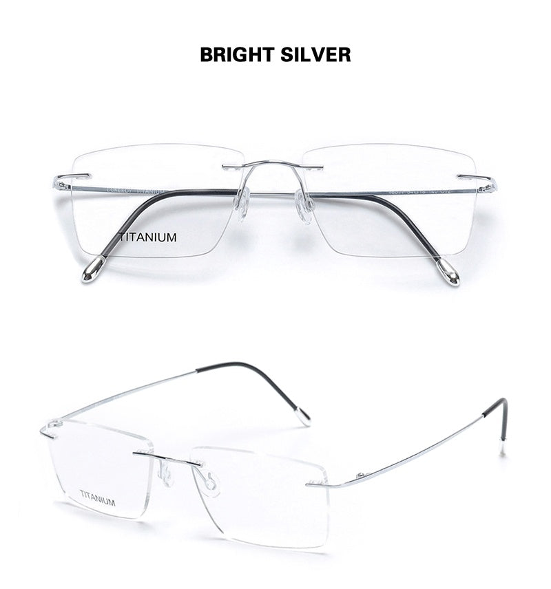 Chashma Ochki Unisex Rimless Square Titanium Eyeglasses 16011.