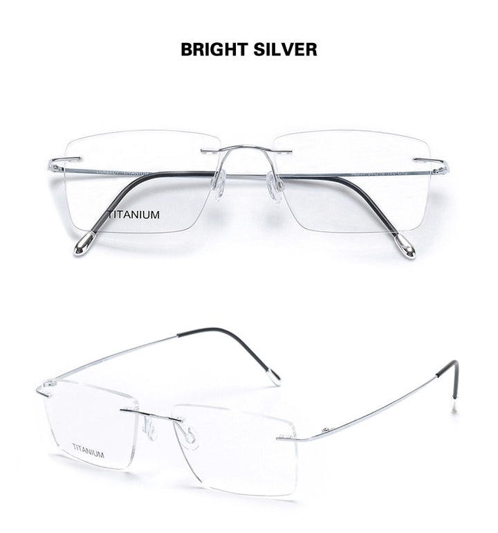 Chashma Ochki Unisex Rimless Square Titanium Eyeglasses 16011.