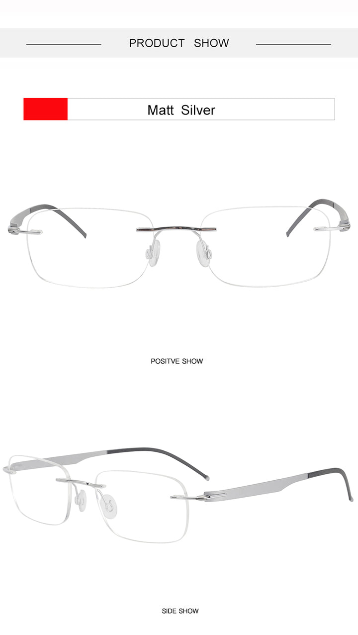 Krasivyy Unisex Rimless Square Screwless Titanium Eyeglasses 316029.