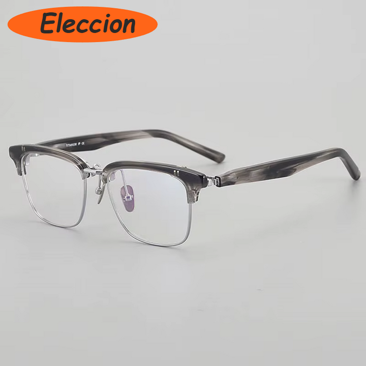 Eleccion Unisex Full Rim Square Titanium Flip Up Eyeglasses 94291