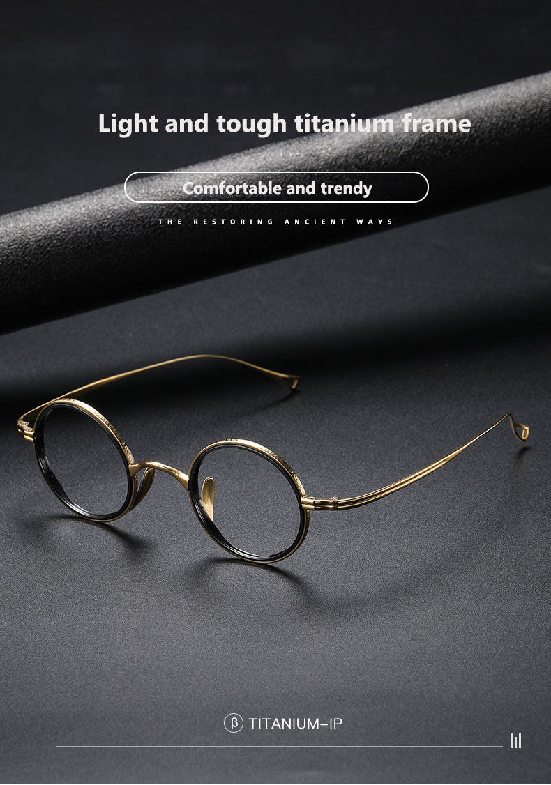 Oveliness Unisex Full Rim Round Acetate Titanium Eyeglasses 123 — view 1 | Oveliness at FuzWeb