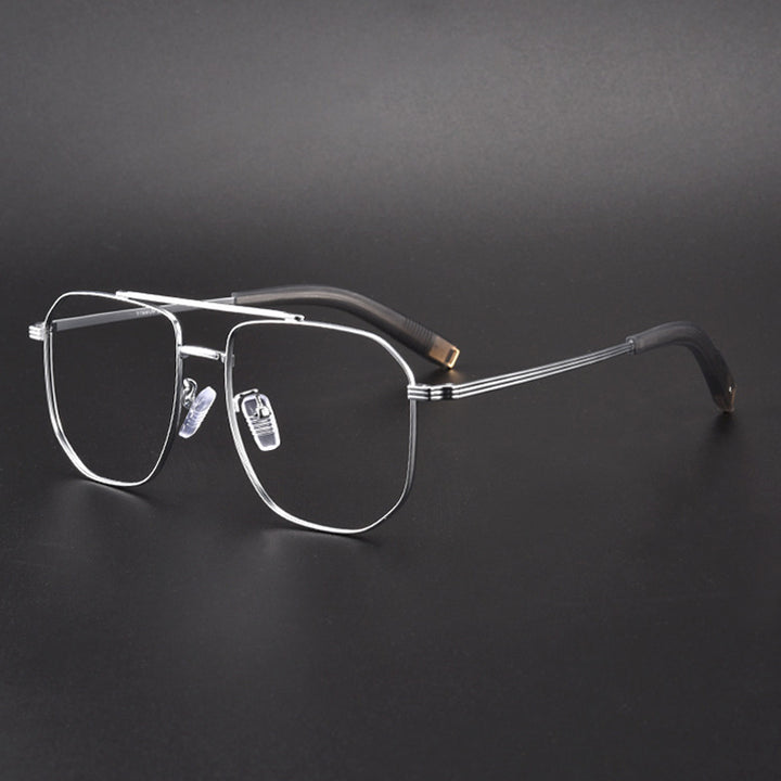 Gatenac Unisex Full Rim Square Double Bridge Titanium Photochromic Reading Glasses 760942.