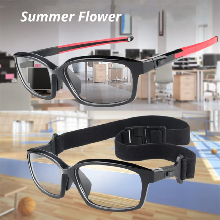 Summer Flower Men's Full Rim Square Tr 90 Titanium Eyeglasses 611018