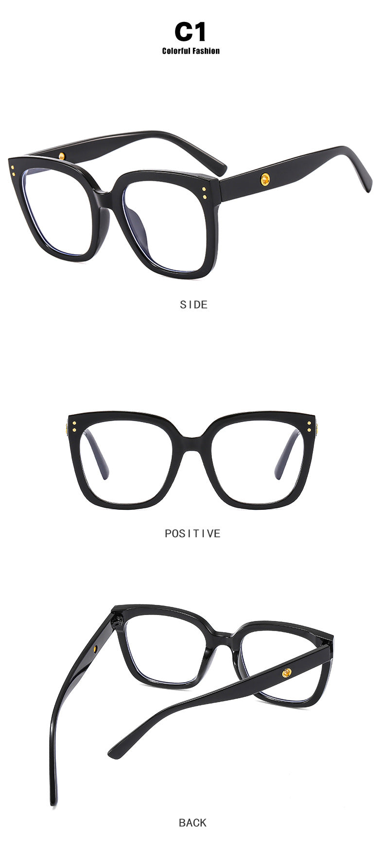 CCspace Unisex Full Rim Square Cat Eye Acetate Eyeglasses 55503 — view 1 | CCspace at FuzWeb