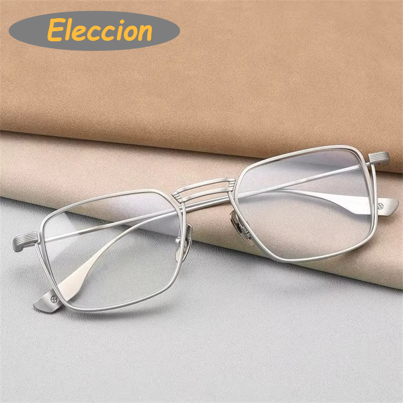 Eleccion Men's Full Rim Square Double Bridge Titanium Eyeglasses 94125 Full Rim Eleccion