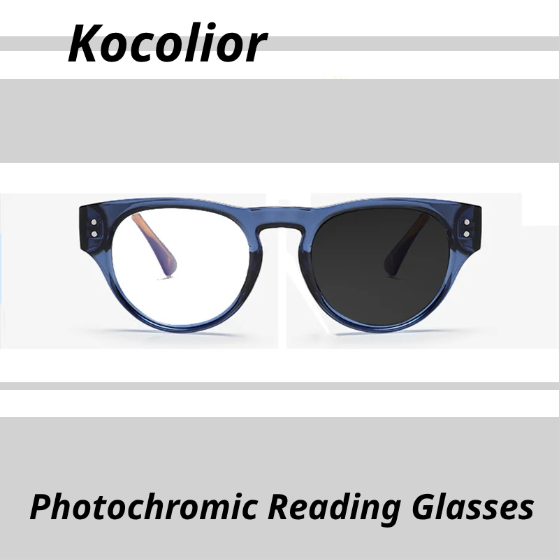 Kocolior Women's Full Rim Round Acetate Alloy Photochromic Reading Glasses 682528