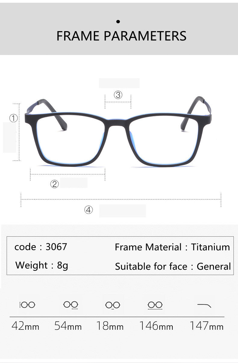 Kocolior Unisex Full Rim Square Tr 90 Titanium Hyperopic Reading Glasses 3067.