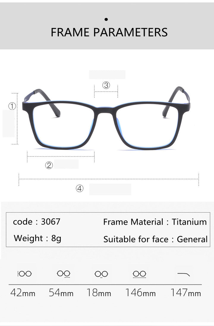 Kocolior Unisex Full Rim Square Tr 90 Titanium Hyperopic Reading Glasses 3067.