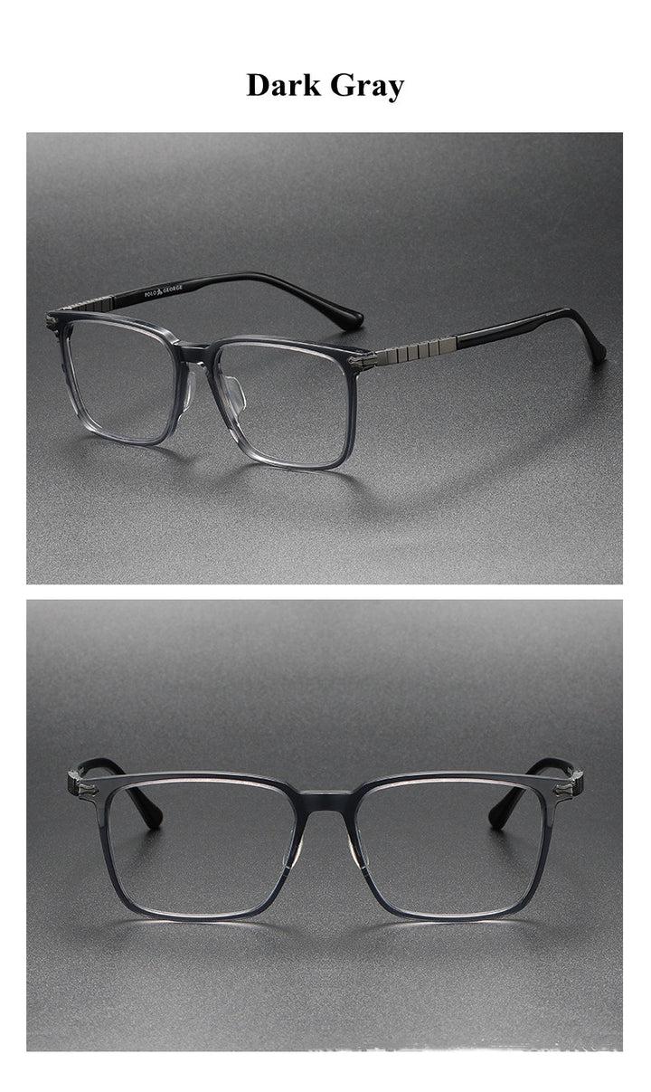 Chashma Ochki Unisex Full Rim Square Acetate Titanium Eyeglasses 29630.