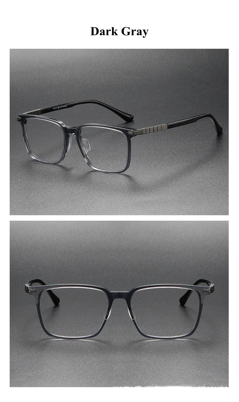Chashma Ochki Unisex Full Rim Square Acetate Titanium Eyeglasses 29630.