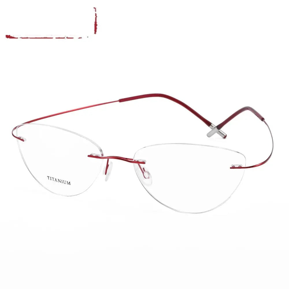 Chashma Ottica Unisex Rimless Cat Eye Titanium Eyeglasses 720003