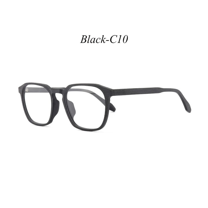 Hdcrafter Unisex Full Rim Square Wood Alloy Eyeglasses 1692.