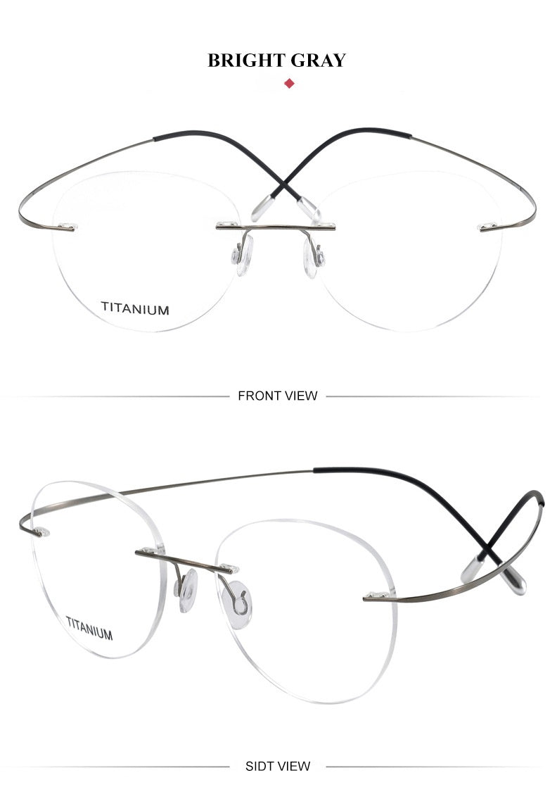 Chashma Ochki Unisex Rimless Round Titanium Eyeglasses 16017.