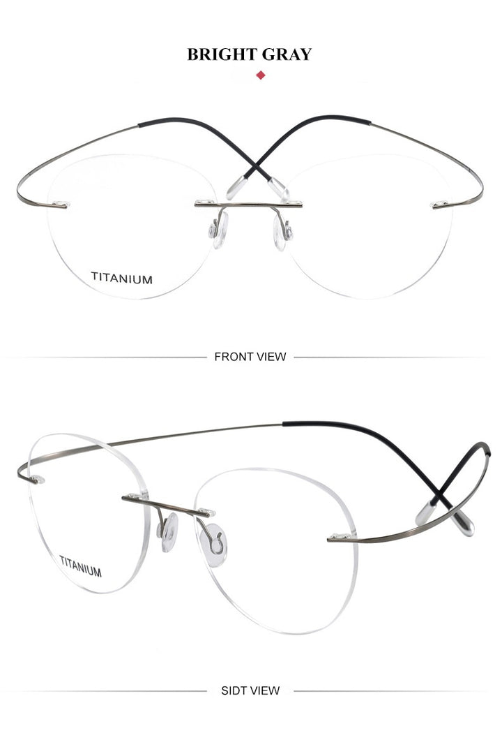 Chashma Ochki Unisex Rimless Round Titanium Eyeglasses 16017.