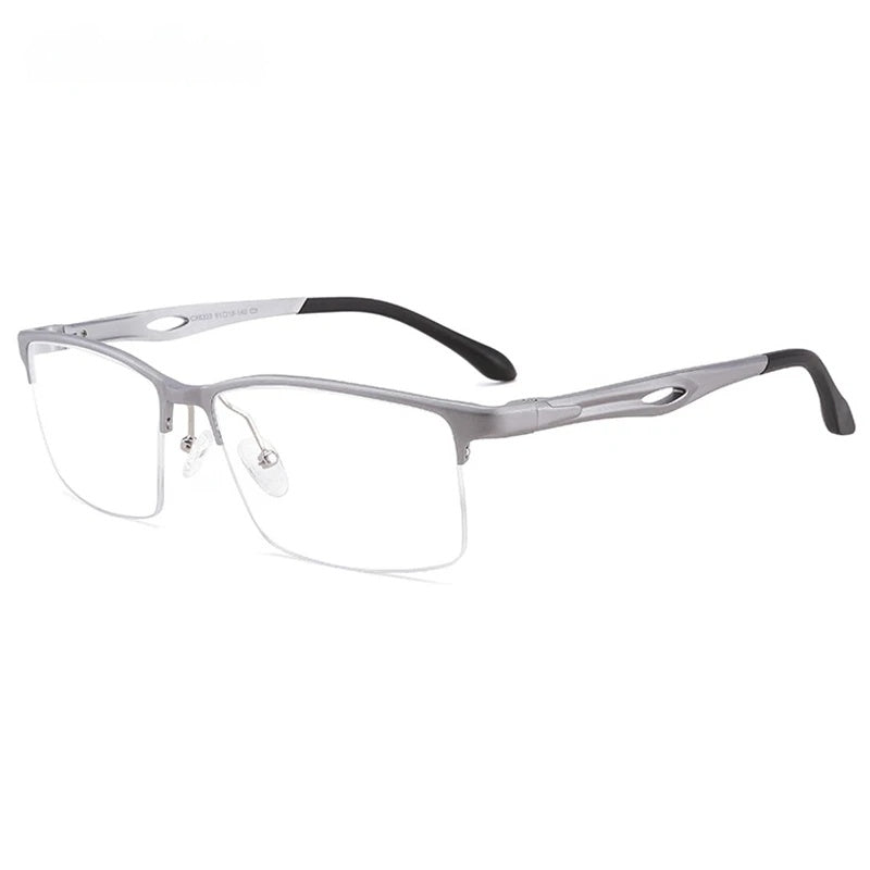 Chashma Ochki Unisex Large Semi Rim Square Aluminum Magnesium Sport Eyeglasses 6323 — view 9 | Chashma Ochki at FuzWeb