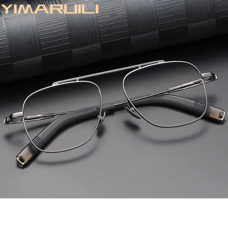Yimaruili Men's Full Rim Oval Square Titanium Eyeglasses 369105