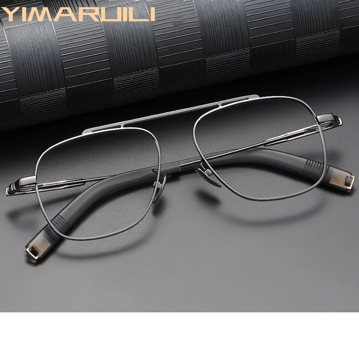 Yimaruili Men's Full Rim Oval Square Titanium Eyeglasses 369105