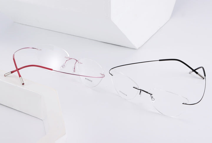 Chashma Ottica Unisex Rimless Cat Eye Titanium Eyeglasses 720003 — view 1 | Chashma Ottica at FuzWeb