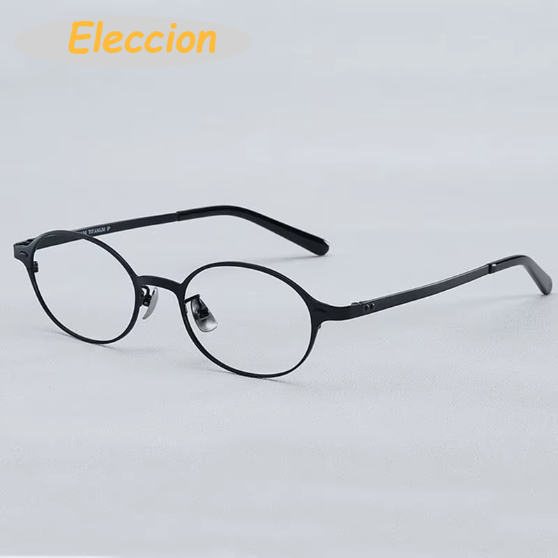 Eleccion Unisex Full Rim Oval Titanium Eyeglasses 942407 Full Rim Eleccion Black