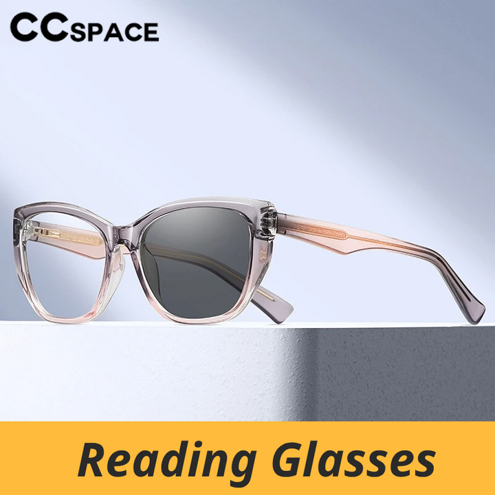 CCspace Women's Full Rim Square Tr 90 Titanium Photochromic Reading Glasses 321830