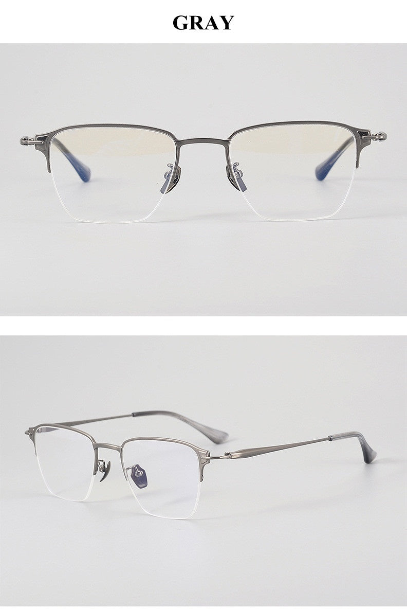 Chashma Unisex Semi Rim Big Polygon Square Titanium Eyeglasses 881485.