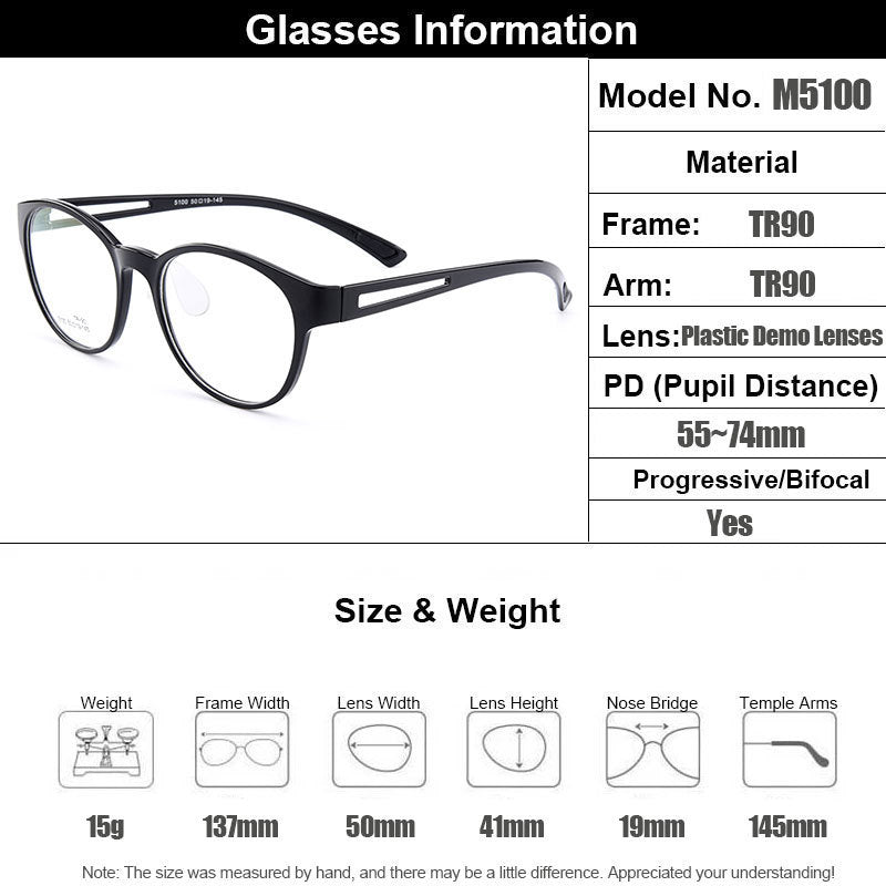 Gmei Unisex Eyeglasses Ultra-Light Tr90 Plastic 6 Colors M5100.