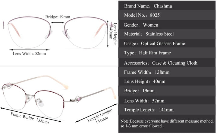 Chashma Ochki Womens Semi Rim Oval Stainless Steel Eyeglasses 80254 — view 1 | Chashma Ochki at FuzWeb