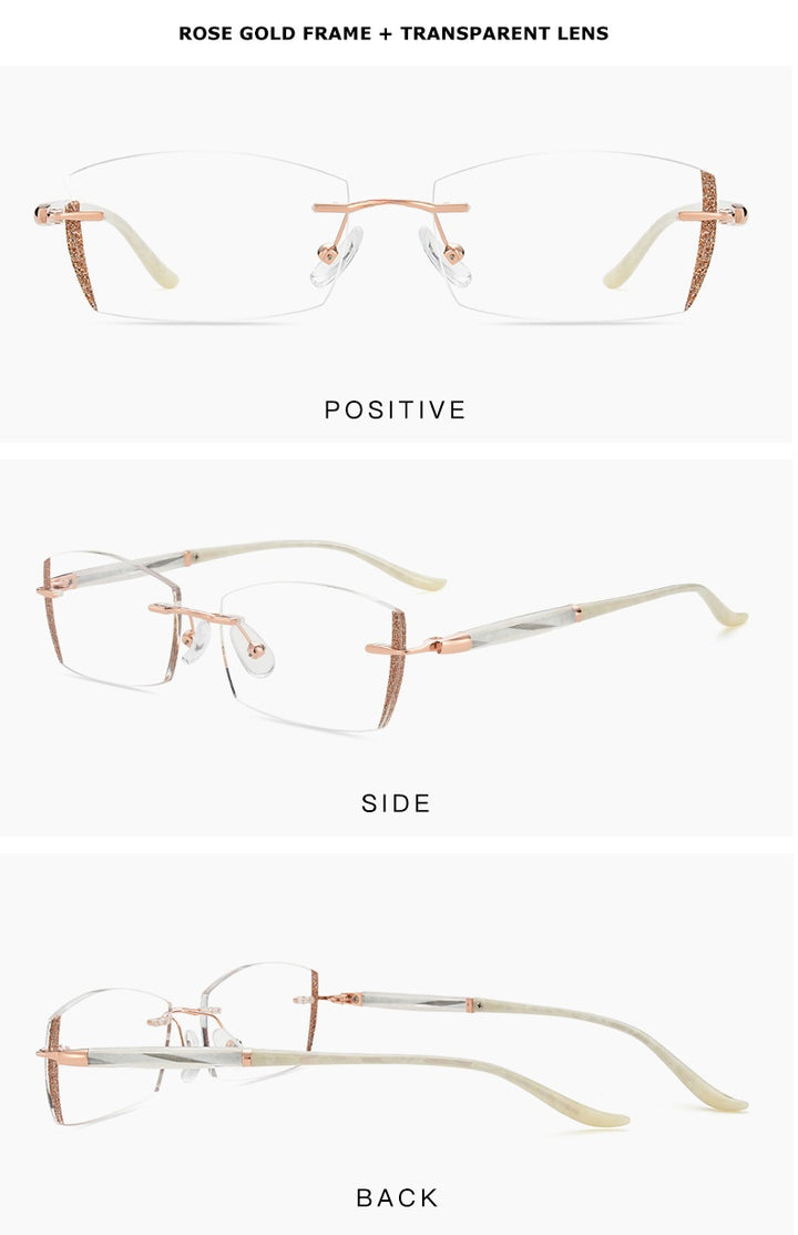 Chashma Ochki Womens Rimless Square Titanium Eyeglasses Tinted Lenses 52025 — view 8 | Chashma Ochki at FuzWeb