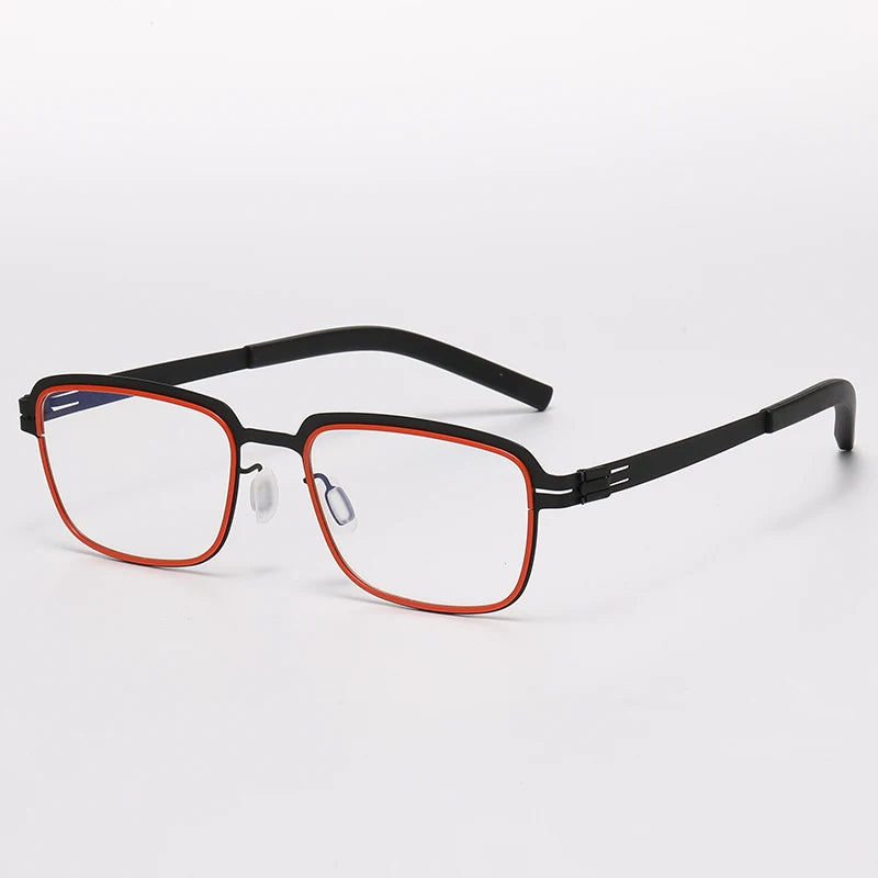 Bobbie Unisex Full Rim Square Screwless Steel Acetate Eyeglasses 165038.