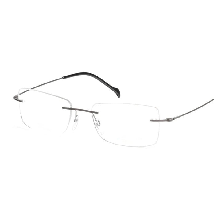 Chashma Ottica Mens Rimless Square Titanium Eyeglasses 16008 - Gun Gray