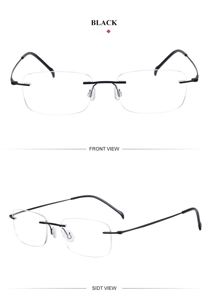 Chashma Unisex Rimless Square Titanium Eyeglasses 816006.