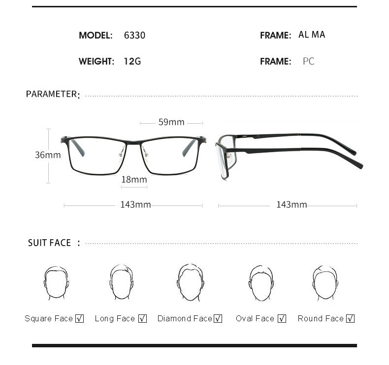 Hdcrafter Men's Full Rim Square Titanium Frame Eyeglasses 6330.