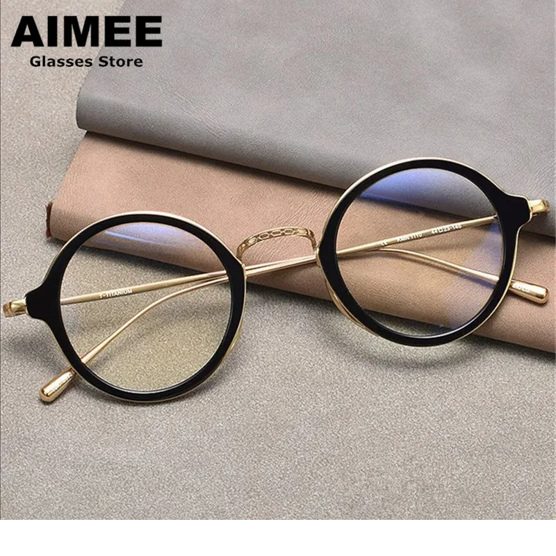 Aimee Unisex Full Rim Round Titanium Acetate Eyeglasses 691110