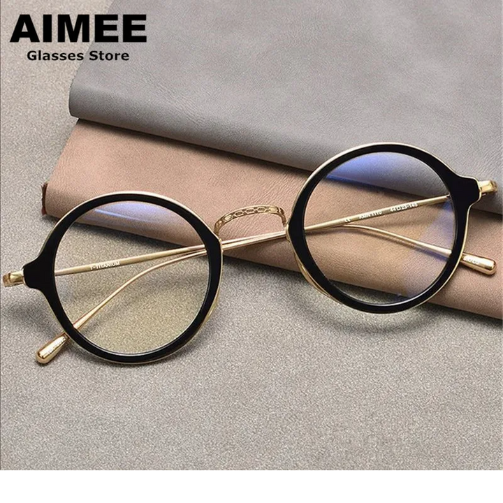 Aimee Unisex Full Rim Round Titanium Acetate Eyeglasses 691110