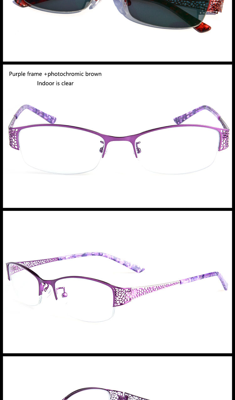 Bclear Womens Alloy Semi Rim Eyeglasses Photochromic P99001 — view 9 | Bclear at FuzWeb