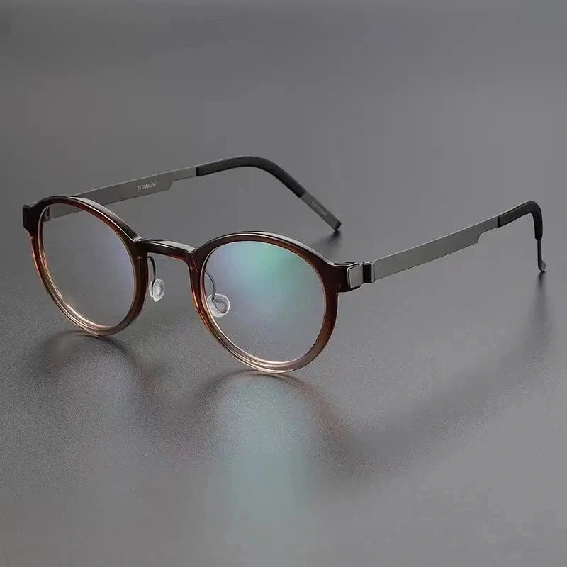 Aimee Unisex Full Rim Screwless Vintage Round Titanium Eyeglasses 1014 — view 2 | Aimee at FuzWeb