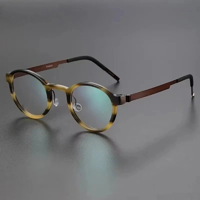 Aimee Unisex Full Rim Screwless Vintage Round Titanium Eyeglasses 1014 — view 1 | Aimee at FuzWeb