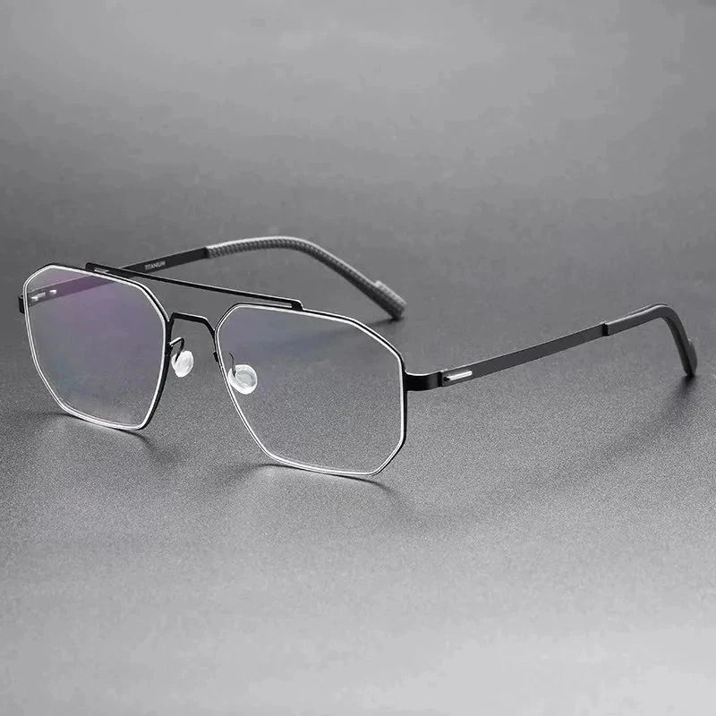 Aimee Men's Full Rim Double Bridge Square Titanium Eyeglasses 8003 — view 2 | Aimee at FuzWeb
