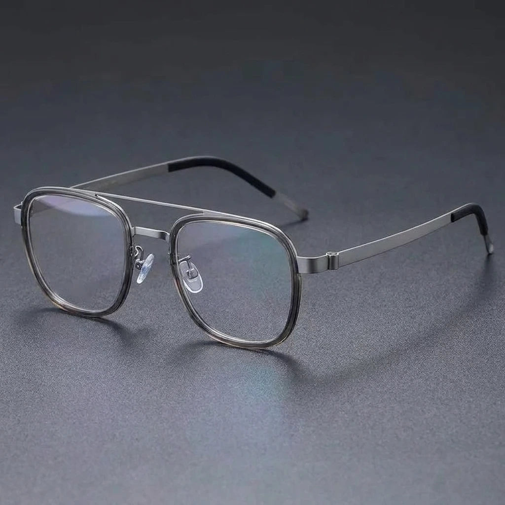 Aimee Unisex Full Rim Pilot Square Titanium Eyeglasses 9708 — view 2 | Aimee at FuzWeb