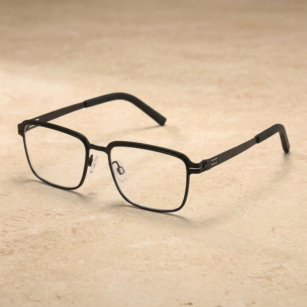 Aimee Unisex Full Rim Square Stainless Steel Eyeglasses Luan — view 1 | Aimee at FuzWeb