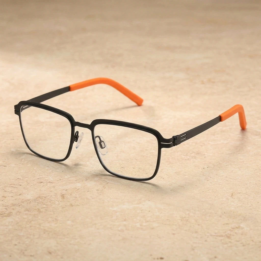 Aimee Unisex Full Rim Square Stainless Steel Eyeglasses Luan — view 2 | Aimee at FuzWeb
