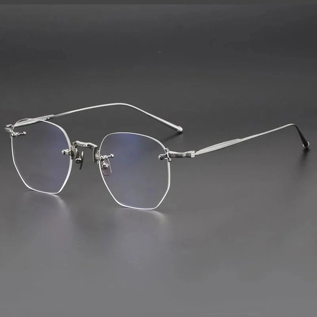 Aror Unisex Rimless Polygon Pure Titanium Eyeglasses 10121 — view 1 | Aror at FuzWeb