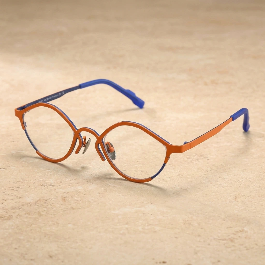 Aror Unisex Full Rim Polygon Acetate Titanium Eyeglasses 464832R — view 2 | Aror at FuzWeb