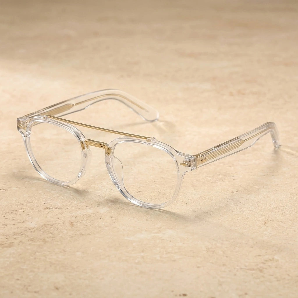 Aror Unisex Full Rim Aviator Acetate Titanium Eyeglasses 68RX — view 2 | Aror at FuzWeb