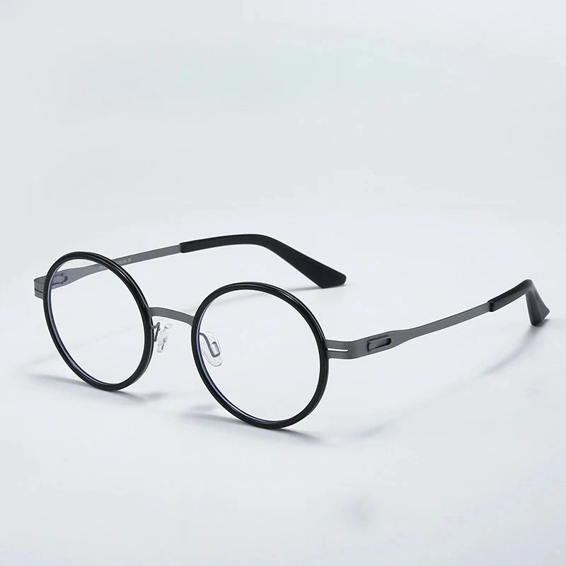Aror Women's Full Rim Round Titanium Acetate Eyeglasses 8031 — C1 Black — view 1 | Aror at FuzWeb