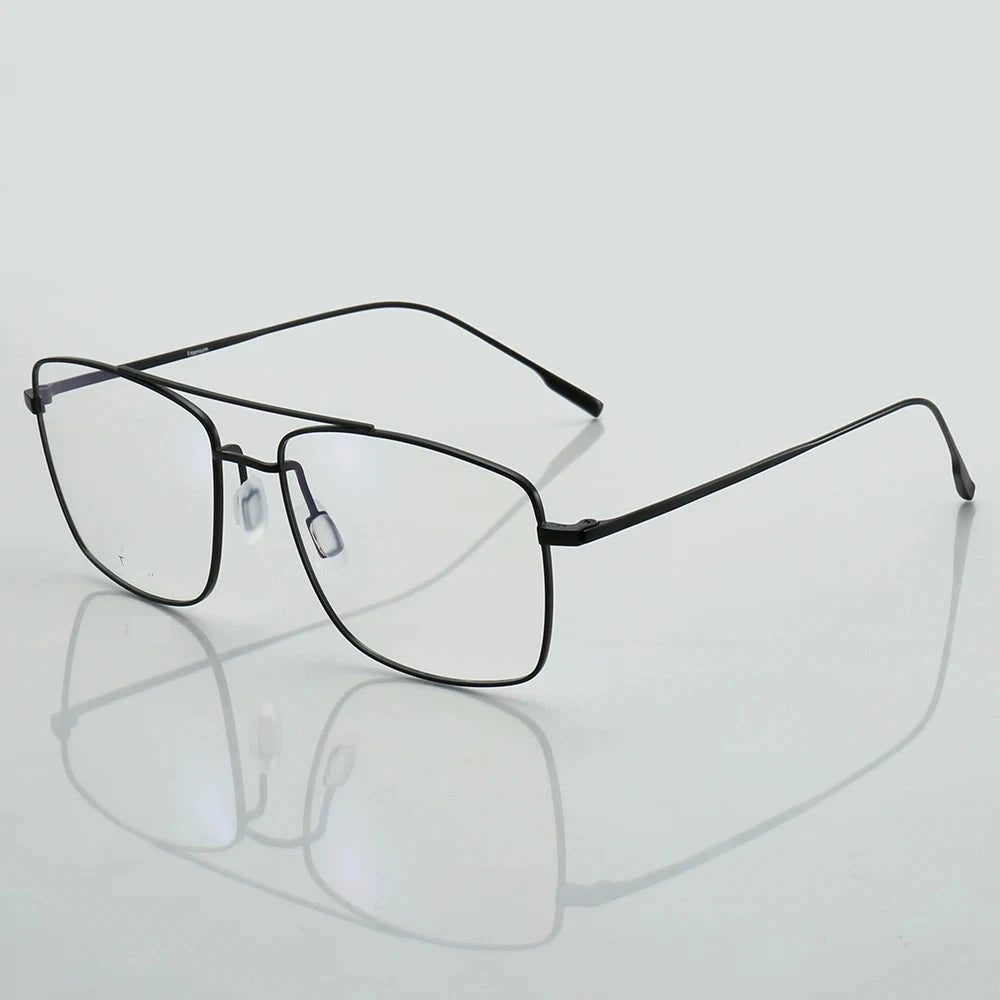 Aror Men's Full Rim Rectangle Titanium Eyeglasses 8381 — BLACK — view 2 | Aror at FuzWeb