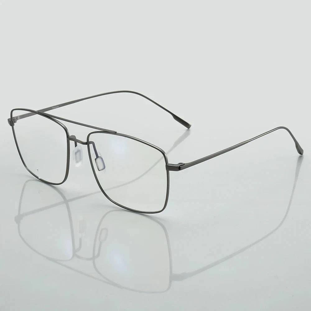 Aror Men's Full Rim Rectangle Titanium Eyeglasses 8381 — GUN — view 1 | Aror at FuzWeb