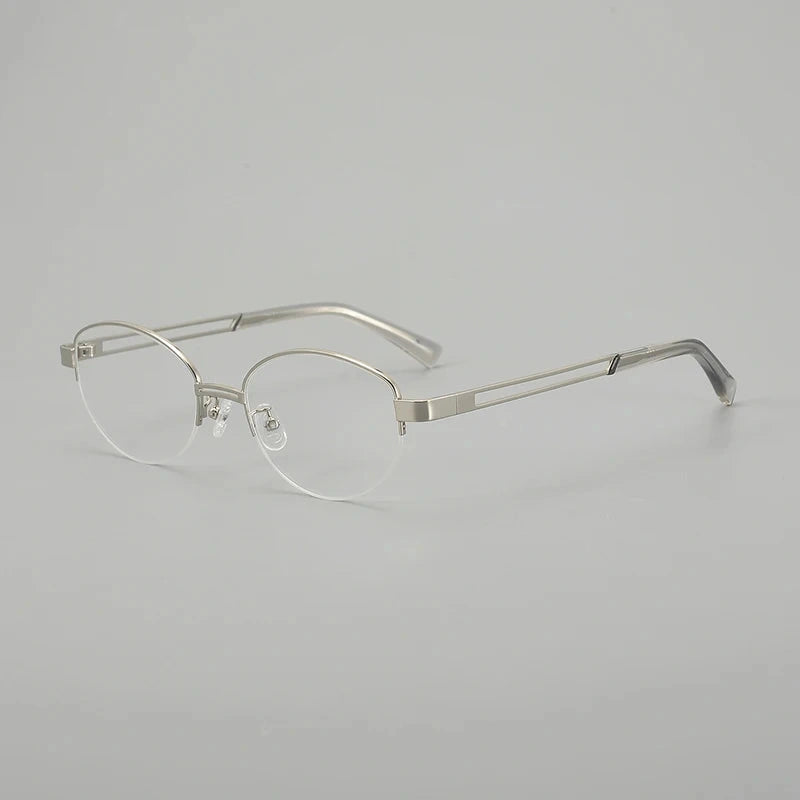 Aror Men's Semi Rim Square Titanium Eyeglasses A136 — Silver — view 2 | Aror at FuzWeb